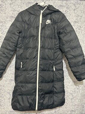 Nike Black Puffer Coat with White Trim reversible